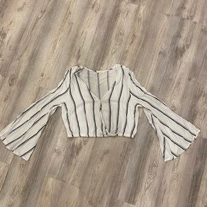 LA Hearts Stripped Long sleeve crop top